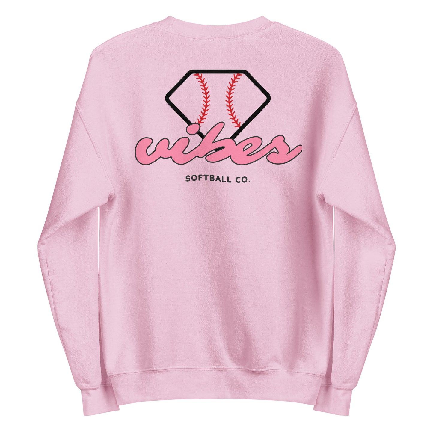 Diamond Vibes Softball Classic Pink Logo Crewneck Sweatshirt