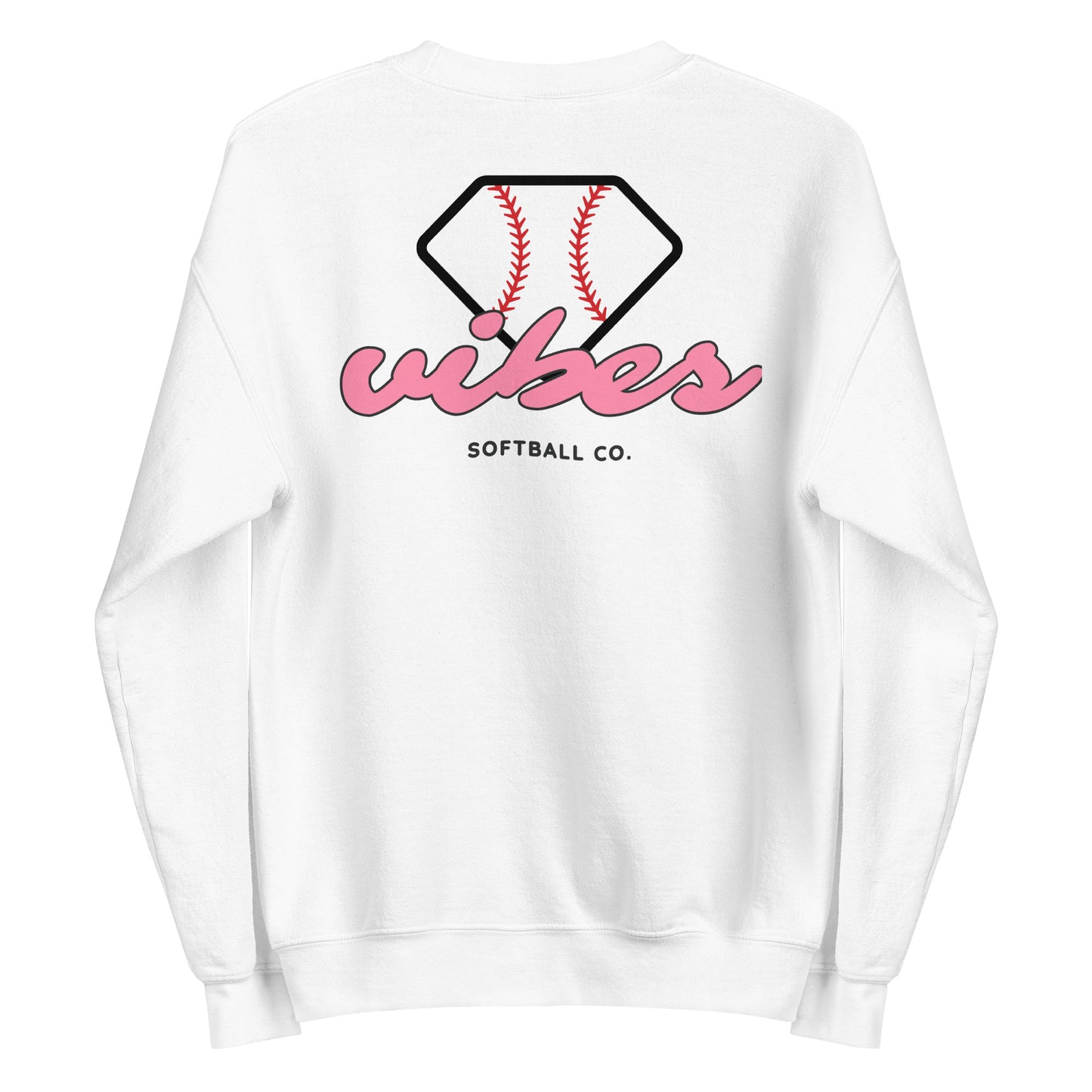 Diamond Vibes Softball Classic Pink Logo Crewneck Sweatshirt