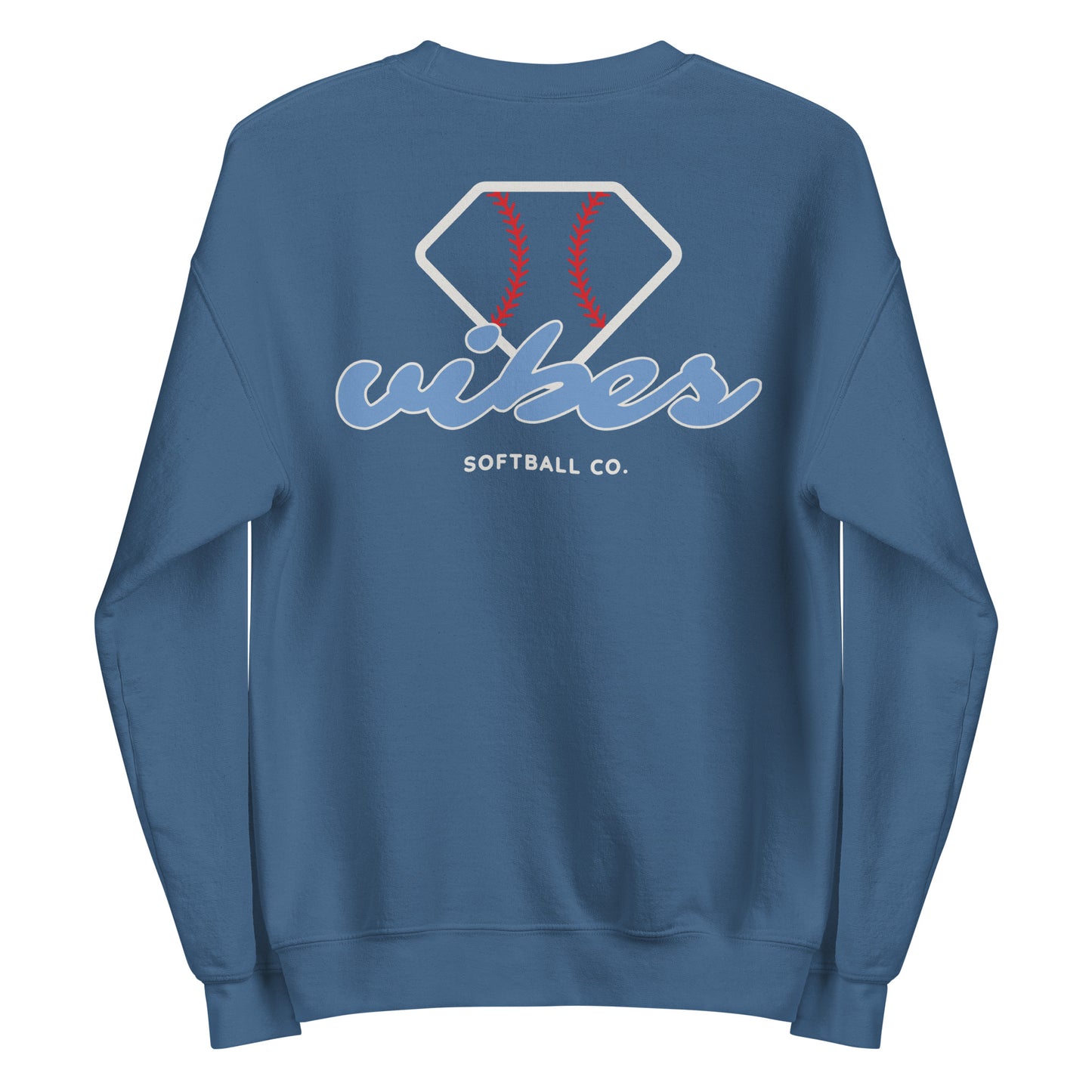 Diamond Vibes Softball Classic Blue Logo Crewneck Sweatshirt