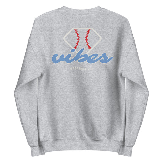 Diamond Vibes Baseball Classic Blue Logo Crewneck Sweatshirt