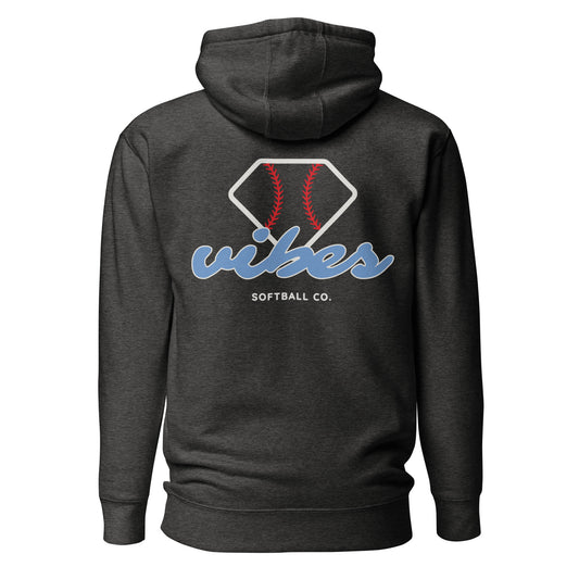 Diamond Vibes Softball Classic Blue Logo Hoodie