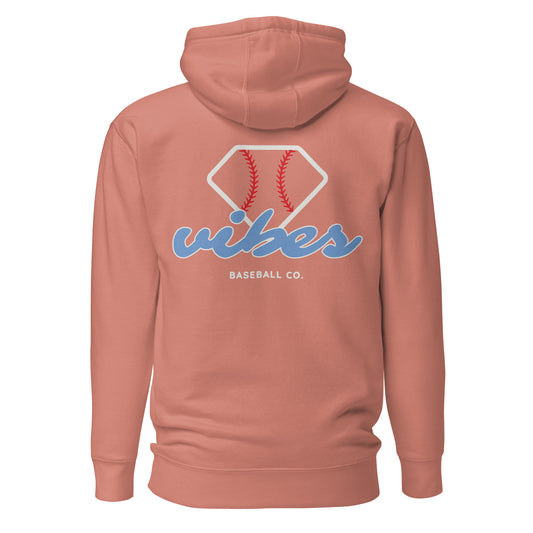 Diamond Vibes Baseball Classic Blue Logo Hoodie