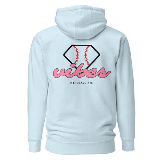 Diamond Vibes Baseball Classic Pink Logo Hoodie