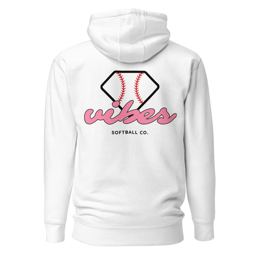 Diamond Vibes Softball Classic Pink Logo Hoodie